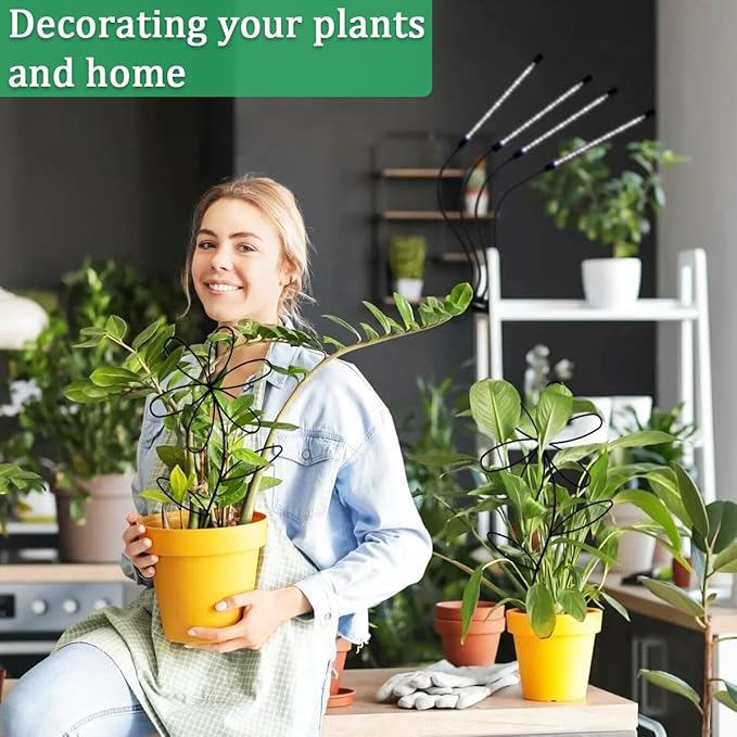 2 Pcs Indoor Plant Trellis, Mini Garden Trellis for Potted Plants, Indoor Potted Plant Climbing Plants Flower Pots Supports with Cute Floral Patterns for Houseplant Vine lvy Flower Plant