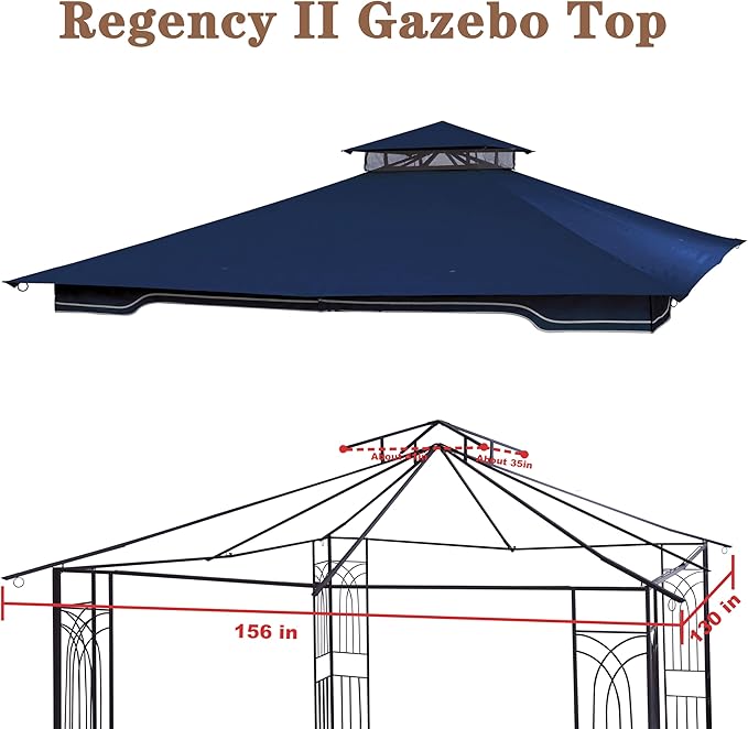 SCOCANOPY Replacement Gazebo Canopy for 10 x 12 Regency II Patio Gazebo Model L-GZ798PST,A101004104,A101004105,(Navy Blue)