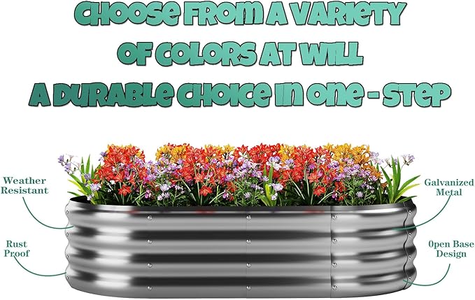 Galvanized Metal Planter Round Raised Garden Bed Kit for Gardening Outdoor，3x3x1ft 2PC Grow Garden Box Raised Flower Bed，Round Galvanized Planter Outdoor Large Metal Fire Pit Ring White