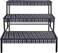 3 Tiers Metal Plant Stand,Rectangular Ladder Flower Pots Outdoor, Indoor Plant Display Rack, Heavy Duty Utility Storage Organizer for Home Garden Patio Balcony, Stair Style