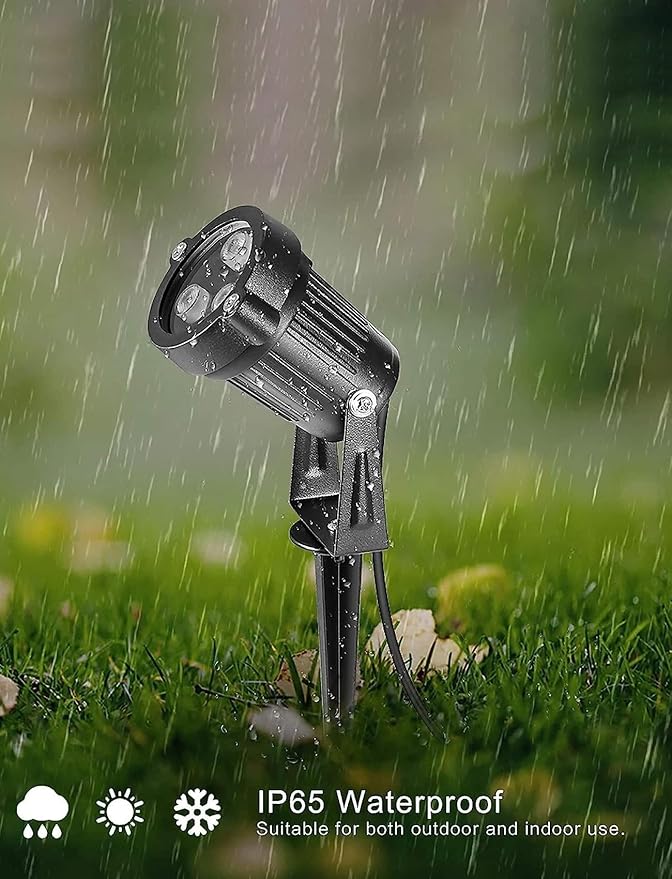 OurLeeme Lawn Flood Light Stake, 2-in-1 Waterproof Outdoor Remote controlle Landscape Lighting Spotlight Wall Light for Yard Garden Driveway Pathway Pool (4 Pack)