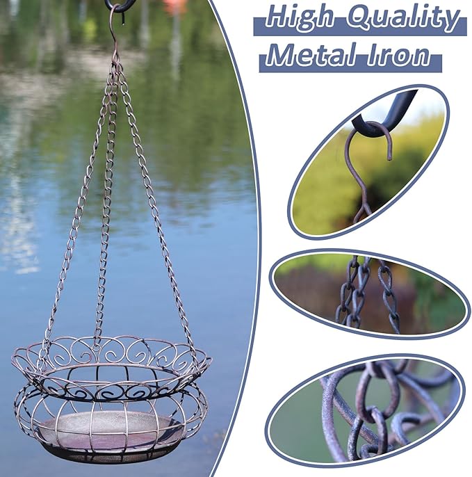 Metal Hanging Planters,Plant Hanger Basket Decorative Plant Pot Holder for Outdoor Indoor Garden, Patio, Deck, Porch, Flower Pots
