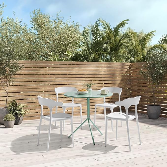 Modern Stackable Dining Chair Set, No Assembly, Plastic Chair, Patio Chair, Suitable for Indoor and Outdoor Cafes and Restaurants, Set of 4 (Cloud White)