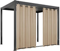 Easy-Going Linen Look Outdoor Curtains Waterproof Windproof Porch Curtains, Soft Thicken Outdoor Privacy Curtains for Patio, Gazebo, Grommet Top and Tab Bottom Drape, 1 Panel, 54x120 inch, Beige