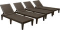Devoko Outdoor Chaise Lounge Chair Set of 4 for Outside Pool Patio, Adjustable Waterproof Easy Assembly Chaise Lounge Outdoor (Deep Brown, Set of 4)