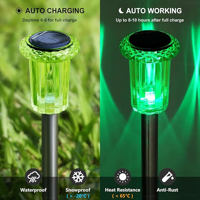 St Patricks Day Decorations Solar Lights Outdoor 10 Pack Solar Pathway Lights Green Halloween Decorations Waterproof Yard Lighting for Driveway Garden Walkway Path Landscape Lawn