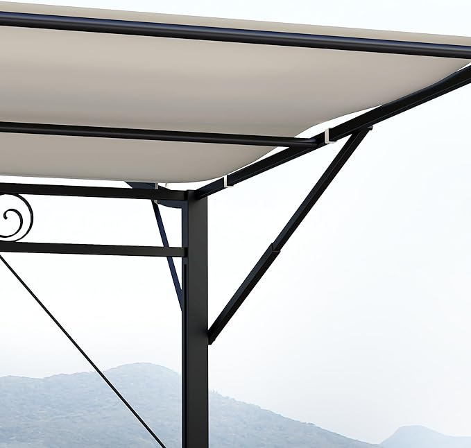 Outsunny 10' x 8' Outdoor Pergola and Patio Gazebo, Extendable Side Awning, Sun Shade Shelter for Garden, Camper, Deck, Doors and Windows, Cream White