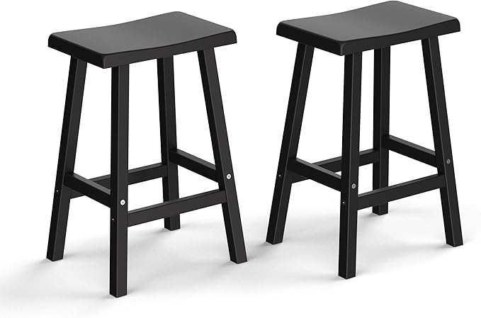 Bar Stools Set of 2, Waterproof UV-Resistant,Durable Resin Kitchen Island Chairs for Indoor & Outdoor Use, Modern Design for Home,Bar,and Cafe (24inch *2)