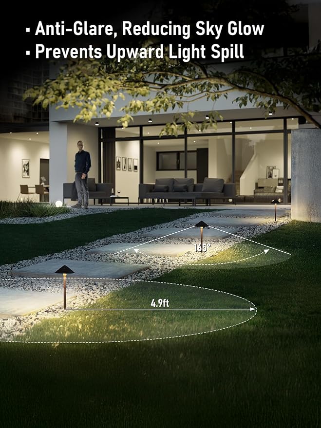 LEONLITE 12-Pack LED Low Voltage Landscape Lights, 3W Cast-Aluminum 12-24V Pathway Light, 4000K Cool White Waterproof Path Lights, ETL Listed Landscape Lighting Wired for Yard Lawn, Bronze