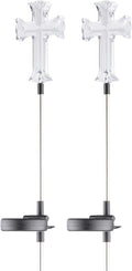 Alpine Corporation 34" Tall Outdoor Solar Powered Cross Pathway Light Stakes (Set of 2)