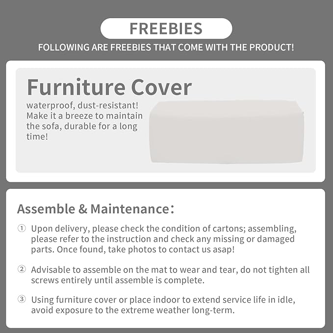 Rattaner Patio Furniture 3 Seat Sofa Outdoor Furniture Outdoor Couch Deep Seat High Backrest with Waterproof Cover Anti-Slip Cushions with Waterproof Cover, Light Grey