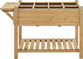 Yaheetech 49x22x32in 8 Pockets Horticulture Raised Garden Bed Elevated Wood Planter Box Stand with Foldable Side Table and Storage Shelf for Herb/Vegetables/Flowers, Light Brown