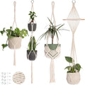 Nook Theory 4-Pack Macrame Plant Hangers with 8 Hooks - Hanging Planters for Indoor Plants, Boho Macrame Hangers Indoor Outdoor, Decorative Plant Hanger Indoor (Cream)