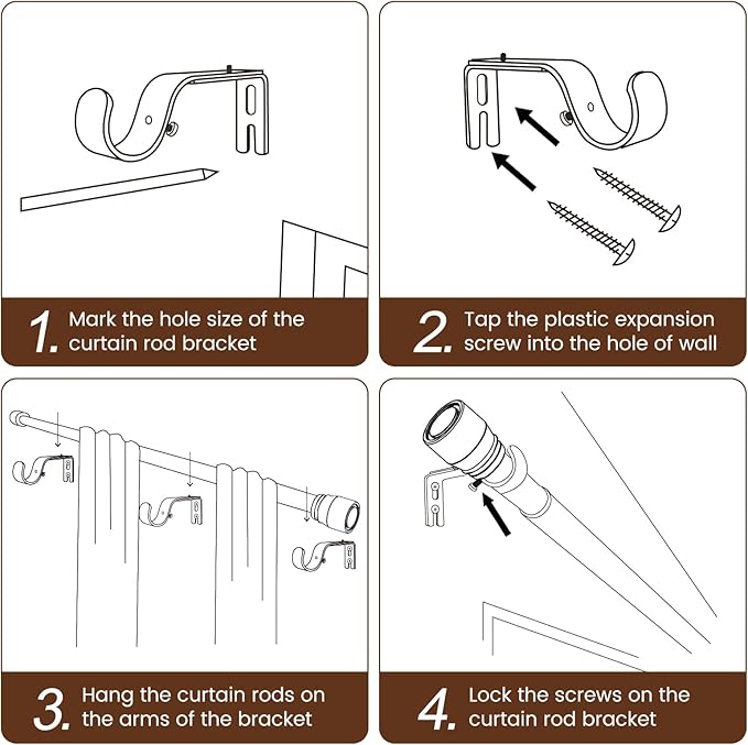 1” Diameter Curtain Rods Itself is 30 to144 inch 1 Pack Fit 30-142 inch, 66 to 120 inch Window with Heavy Duty Adjustable Rod Matte Black Splicing Metal Extra Long Curtain Rod for Windows