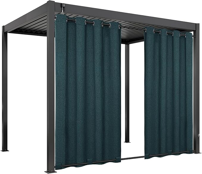 Easy-Going Linen Look Outdoor Curtains Waterproof Windproof Porch Curtains, Soft Thicken Outdoor Privacy Curtains for Patio, Gazebo, Grommet Top and Tab Bottom Drape, 1 Panel, 54x108 inch, Teal
