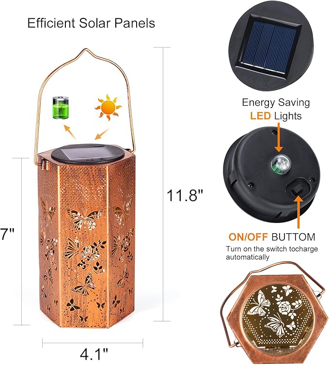 Mothers Day Gifts for Mom Grandma - Birthday Gifts for Women, 4 Pack Butterfly Solar Lanterns Outdoor Waterproof - Butterflies Solar Lights Outdoor Garden Decor for Outside