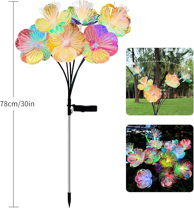 JJGoo 2 Pack Solar Garden Lights, Solar Flower Swaying Light for Outside, New Upgraded Outdoor Waterproof Light for Garden Patio Yard Front Porch Decor