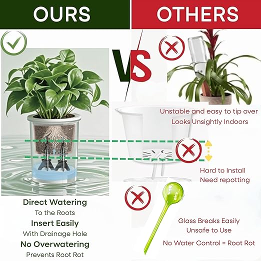 GreenShip 4-Pack Patented Self-Watering Spikes – DIY Plant Watering System for Indoor Plants, Fits Grower Pots, Reuse Containers, Automatic Self-Watering Stakes (Small)