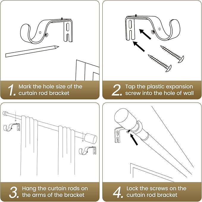 1” Diameter Gold Curtain Rod Itself is 30-60 inch 1 Pack, Fit 30 to 54 Windows with Heavy Duty Adjustable Telescopic Rod，Splicing Metal Extra Long Curtain Rod for Windows Sliding Glass Door