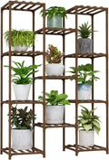 Bamworld Plant Stand Indoor Outdoor Tall Plants Shelf for Multiple Plants Pots Wood Flower Stand Large 11 Pots Plant Holder for Living Room, Patio, Balcony, Garden
