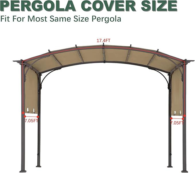 85''x 208'' Universal Doubleton Steel Pergola Replacement Cover for Pergola L-PG080PST, (Beige)