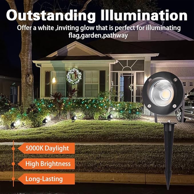 EAGLOD 20W Led 12V AC/DC Flag Spotlights Outdoor Landscape Lights,Low Voltage Landscape Lighting,IP65 Waterproof Flag Lights for Yard Wall Mounted Light 5000K Daylight Lawn Decorative 4Pack