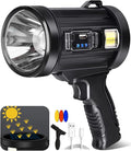 Spotlight 1000000 Lumens, 6 Modes Led Rechargeable Spotlight Flashlight As Seen on TV with Tripod, 3 Color Filters, Super Bright Solar Spot Lights Outdoor Handheld for Hunting, Boating, Large