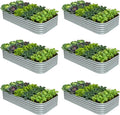 6-Pack Galvanized Raised Garden Bed 8x4x1.5 | 10x2x1.5 ft, 18" Tall Metal Planter Boxes Outdoor for Vegetable Herbs, Modular Raised Flower Bed for Gardening with Zn-Al-Mg Coated-Brooklyn Grey