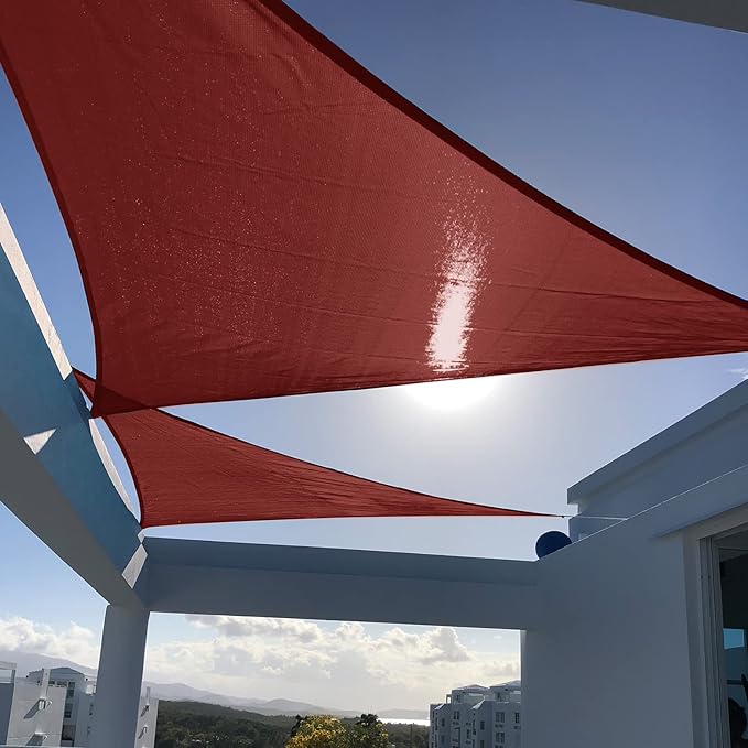 SUNNY GUARD Custom Size 15'x18'x18' Triangle Terra Red UV Block Sunshade for Backyard Yard Deck Patio Garden Outdoor Activities and Facility(Customized)