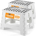 Utopia Home Folding Step Stool with Handle – 9 Inch Anti Slip Collapsible Stool – Holds Up to 300 lbs – Sturdy Plastic Step Stool Foldable for Kitchen, Bathroom and Home Use (2-Pack, White)