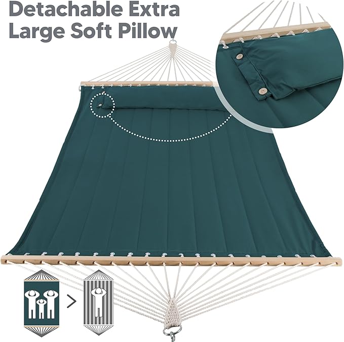 SUNCREAT Hammocks Replacement Hammock for Stand, 475 lbs Capacity, Two Person Patio Hammock for Outside, Dark Green