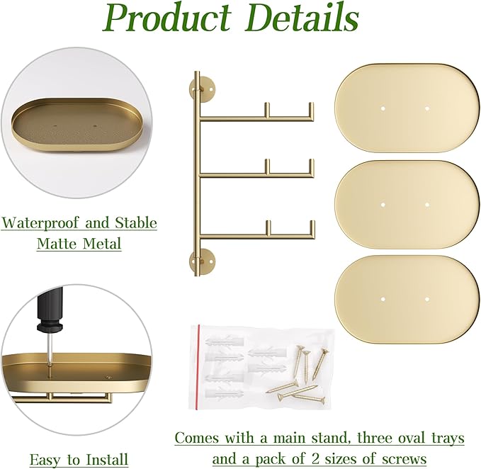 Window Rotating Plant Stand Shelf Indoor Gold Metal Floating Shelves 3-Tier Wall Mount Plant hanger Holders for Wall Planter Modern Home Decor window sill gifts