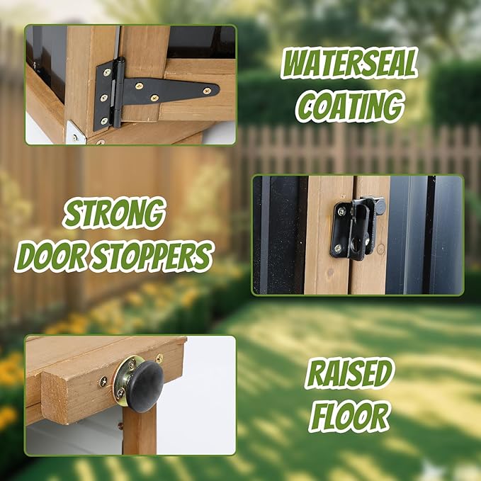 Outdoor Storage Cabinet with Shelf, Wood & Metal Storage Shed with Waterproof Roof & Lockable Doors,Tall Outdoor Cabinets for Patio Backyard, Gardening Tools and Accessories, Brown