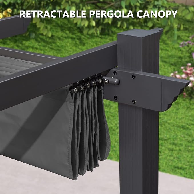 Pergola Shade Cover Replacement Canopy Top Compatible with 10 X 12 ft 6-Bar Pergola Frames - Gray (Canopy Size 116" W x 120" L, Canopy Top Only)