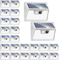 Peasur Solar Lights Outdoor Waterproof, 24Pack 140LED Bright Motion Sensor Security Lights 3 Modes, Solar Powered Fence Wall Light for Garden Yard Outside(Cool White)