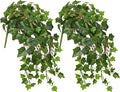 Hollyone 2pcs Artificial Hanging Plants 24" Fake Ivy Vine Faux Ivy Leaves Hanging Plant Greenery for Wall House Room Patio Indoor Outdoor Home Shelf Office Wedding Decor, UV Resistant