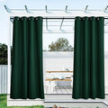 NICETOWN 2 Panels Outdoor Curtains for Patio Waterproof 108" Long, Stainless Steel Silver Grommet Privacy Drapes for Outdoor Living/Pergola, Dark Green, W55 x L84 per Panel