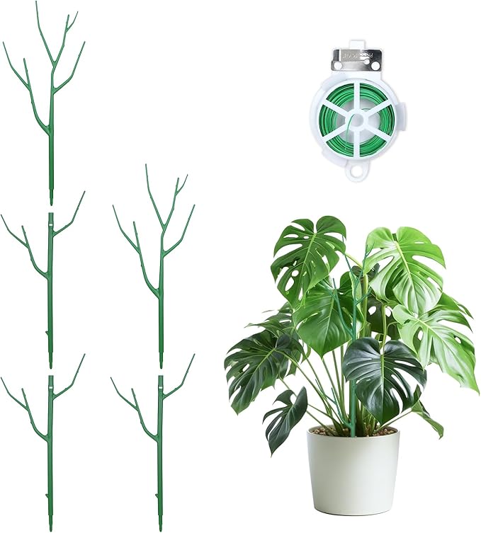 5 Pack Stackable Plant Supports Stakes, Sturdy Garden Trellis for Climbing & Vining Plants, Monstera, Pothos & Philodendron - Reusable Plant Stakes for Indoor & Outdoor Potted Plants