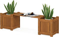 Furinno Tioman Hardwood Mini Outdoor Planter Box with Bench for Garden Plant