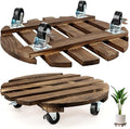 2 Pack Plant Stand with Wheels, Plant Caddies with 360° Lockable Smooth Sliding Wheels Durable Sturdy, Outdoor/Indoor Heavy Duty Rolling Plant Stand for Plant Pot,Flower Pot (Dark Brown 14")