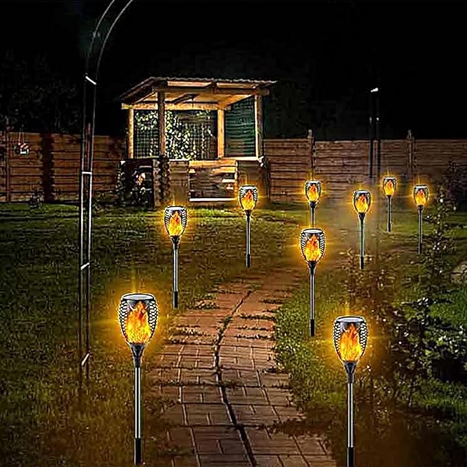 Flame Lamp Extension, Ground Stake and Joint Connector Kit to Make Solar Flashlight Torch Taller, 6 Sets