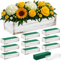 Dandat 10 Set Rectangle Wooden Planter Wood Boxes for Centerpieces Rustic Wooden Planters with Removable Plastic Liner Floral Foam Blocks for Wedding Table Bookshelf (12 x 4 Inch,White)