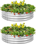 Land Guard 2 Pack 2×2×1ft Galvanized Raised Garden Bed, Planter Raised Garden Beds Outdoor, Round Clearance Raised Garden Beds for Gardening Vegetables……