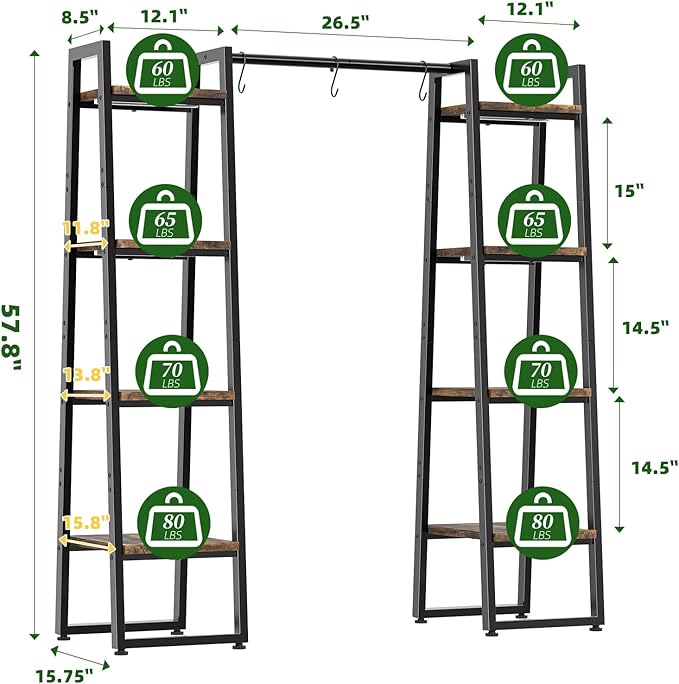 Simple Trending Plant Stand Indoor with Grow Lights, 4 Tier Large Hanging Plant Shelf for Plants Multiple, Metal Ladder Display Holder for Home Patio, Black