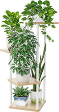 Bamworld Small Plant Stand Indoor 4 Tier Metal Plant Shelf for Multiple Plants Corner Flower Stand for Patio Garden Balcony Living Room Bedroom White