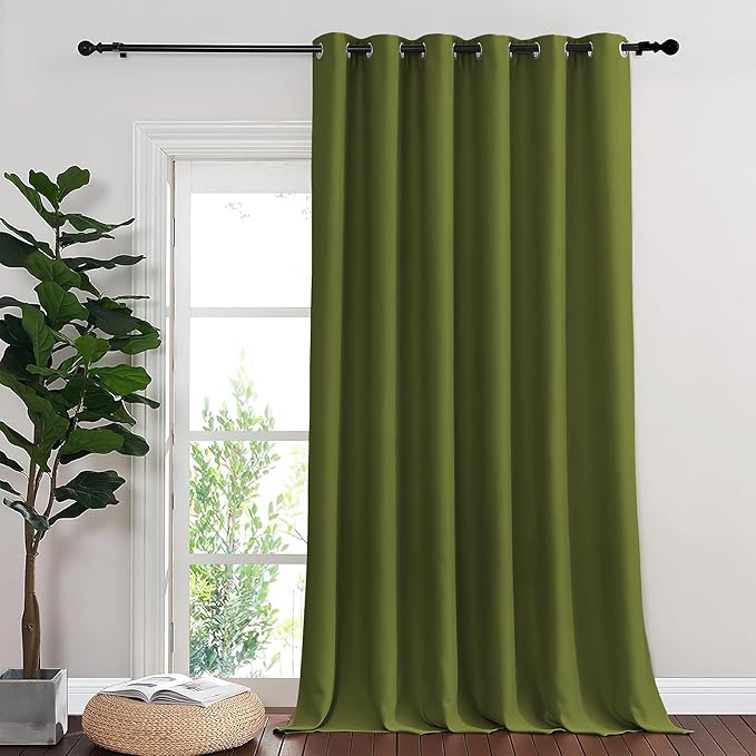 NICETOWN Blackout Curtains & Drapes - Privacy Thermal Efficiency Backdrop Curtains for Bedroom Room Divider Living Room Patio Sliding Glass Door, Wide 80 x Long 144 inch, Olive Green, 1 Panel