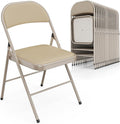 VINGLI 20 Pack Folding Chairs with Padded Seats, Metal Frame with Pu Leather Seat & Back, Capacity 350 lbs, Set of 20, Khaki