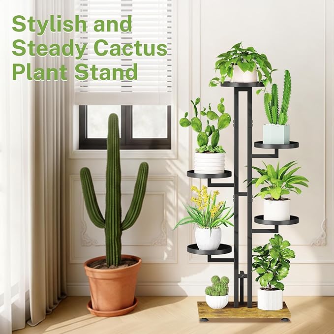 iDavosic.ly 5 Tier Plant Stand Indoor Outdoor, Tiered Corner Multiple Flower Pot Holder Shelf, Metal 40 Inch Tall Display Rack for Patio Porch Living Room Garden Balcony Bedroom, Black