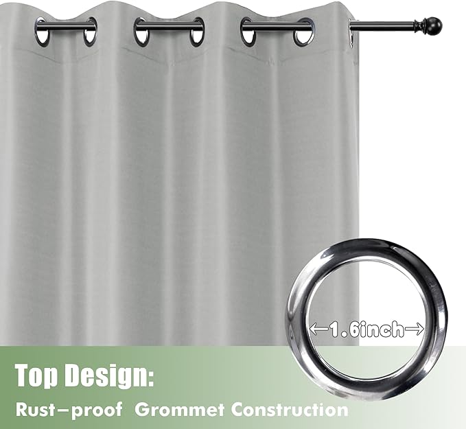 HolidayIdeas Outdoor Curtains for Patio Waterproof, 6 Panels - 54x84 Inches - Weatherproof Privacy Outsides Curtains for Cabana Porch Pergola, Sunlight & UV Blocking (Silver, Grommet Top)