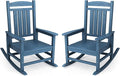 KINGYES Oversized Patio Rocking Chair Set of 2, High Density Polyethylene Outdoor Rocking Chairs with 330lbs Support for Adults, Navy